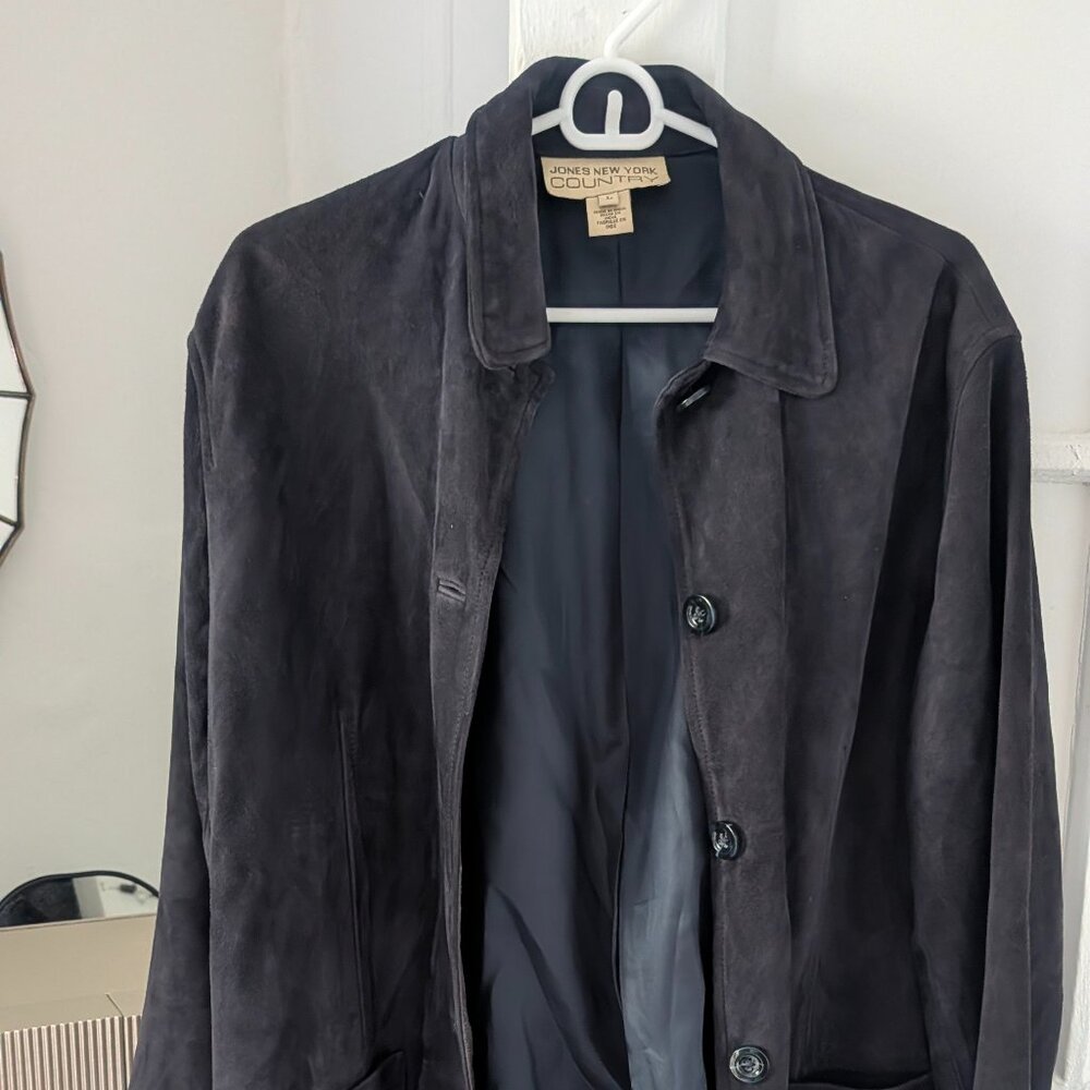 Navy Blue Jones New York Suede Jacket SIze L